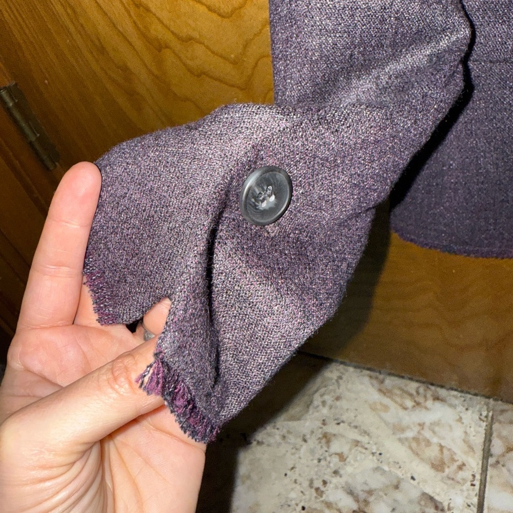 Grey/dark purple blazer with fake front pockets NWT 0P classiques entier - Picture 3 of 15